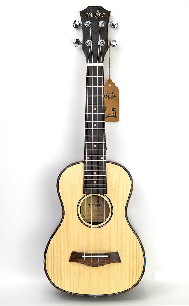 SevenAngel 26 " Tenor Ukulele Spruce Solid Wood Top Only Ukelele Hawaiian 4 String Guitar Electric Uku with Pickup EQ - AKLOT