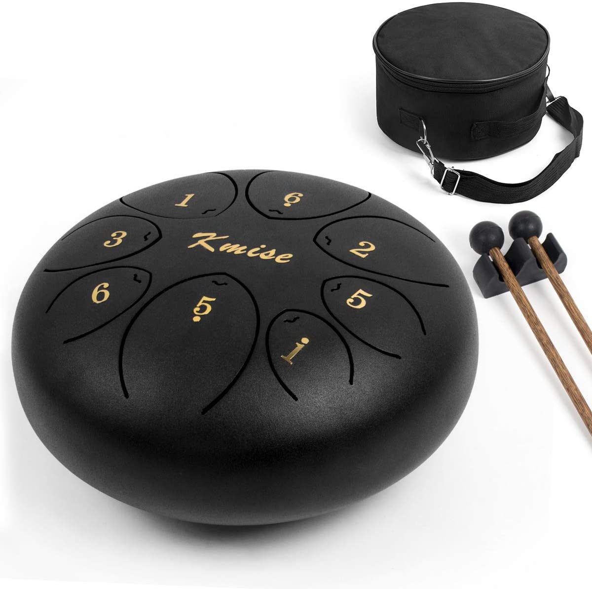 Steel Tongue Drum 8 Inch 8 Notes Kmise Handpan Drum Kit Tank Drum Percussion Instrument with Drum Mallets Carry Bag Music Book for Beginner Adult Kids - AKLOT