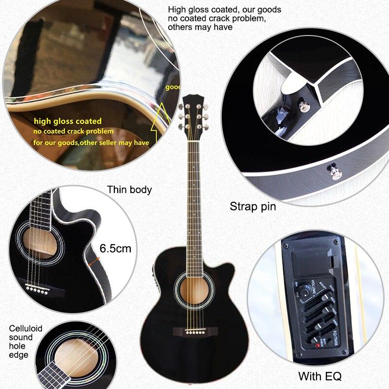 thin body acoustic-electric guitar beginner guitar with free gig bag f –  AKLOT