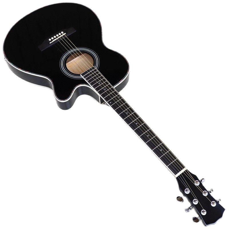 thin body acoustic-electric guitar beginner guitar with free gig bag free string black natural sunburst white color - AKLOT