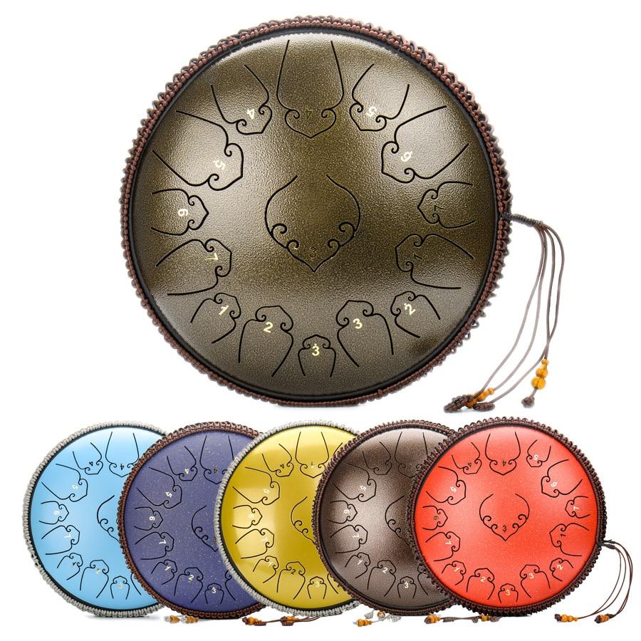 BURNING&LIN Steel Tongue Drum 14 Inch 15 Notes Tongue drum Handpan  Percussion Instrument with Mallets and Carrying Bag, Perfect for  Meditation, Yoga