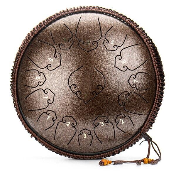 Tongue Drum 14 Inch 15 Notes Handpan Drum Tank Drum Chakra Drum for Meditation, Yoga and Zen with Travel Bag - AKLOT