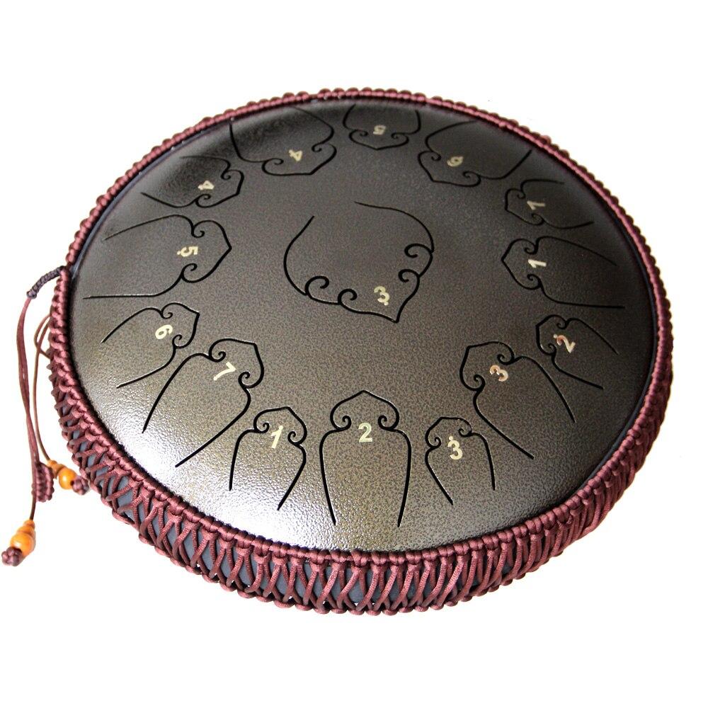 Tongue Drum 14 Inch 15 Notes Handpan Drum Tank Drum Chakra Drum for Meditation, Yoga and Zen with Travel Bag - AKLOT