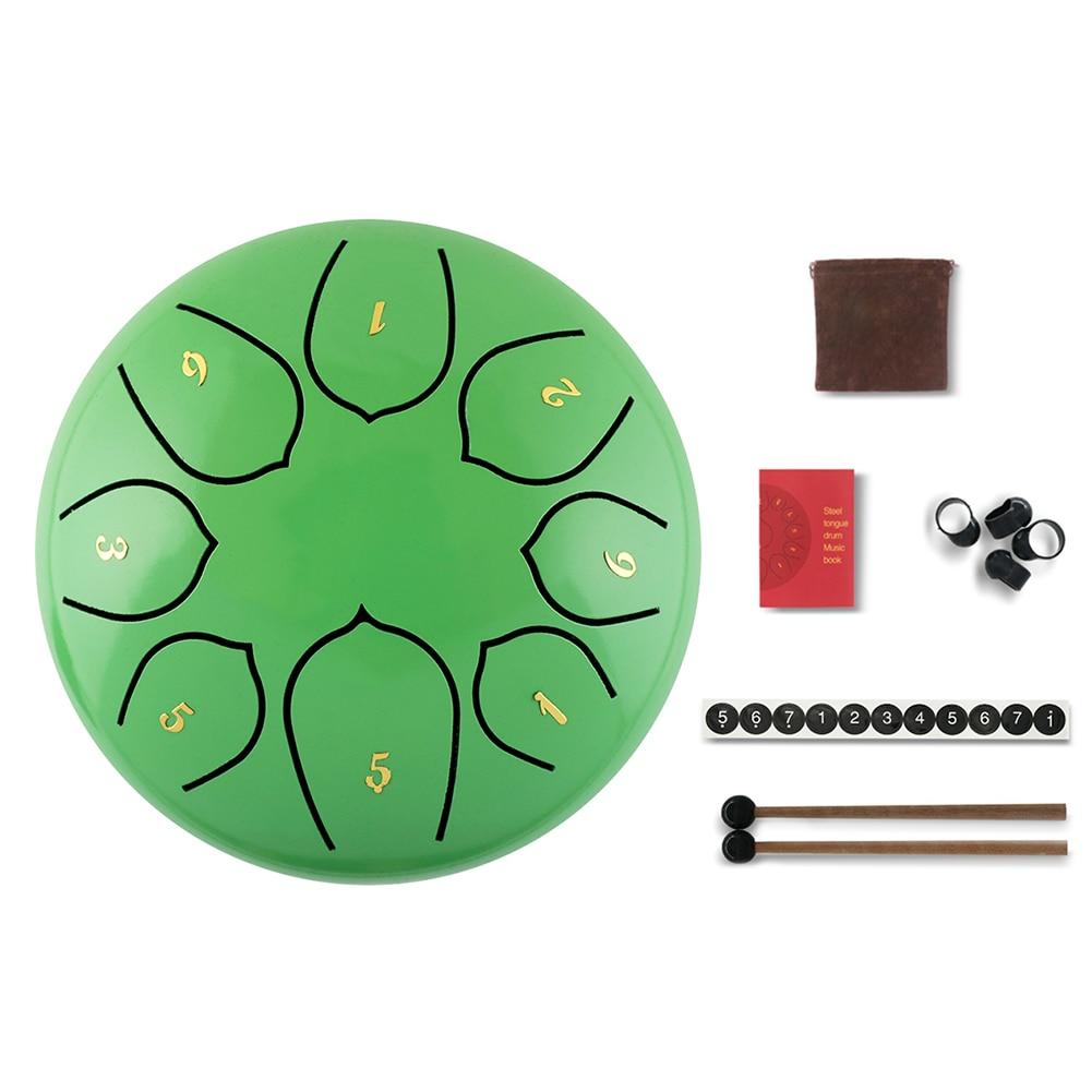 Tongue Drum 6 Inch Steel Tongue Drum Set 8 Tune Hand Pan Drum Pad Tank Sticks Carrying Bag Percussion Instruments Accessories - AKLOT