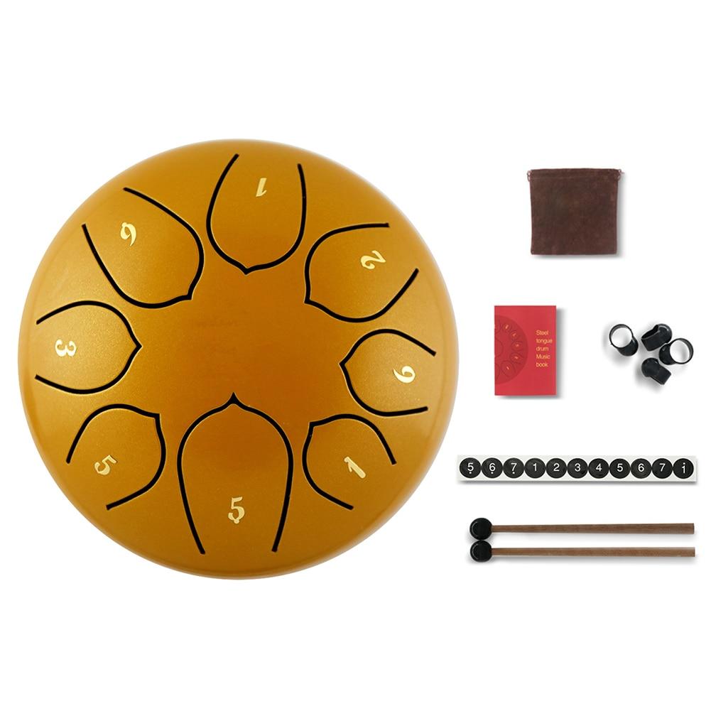 Tongue Drum 6 Inch Steel Tongue Drum Set 8 Tune Hand Pan Drum Pad Tank Sticks Carrying Bag Percussion Instruments Accessories - AKLOT