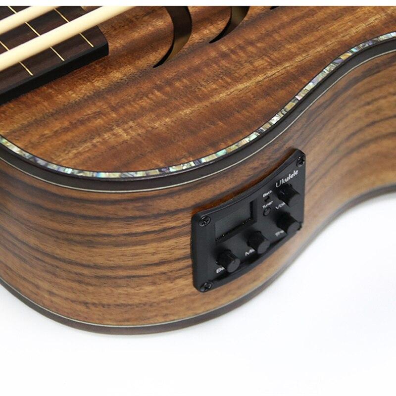 U Bass Ukulele Top Solid Acacia Fretless 30 Inches Electric Ubass Guitar 4 Strings Mini UKE Electro Guitars Pickup Sculpture - AKLOT