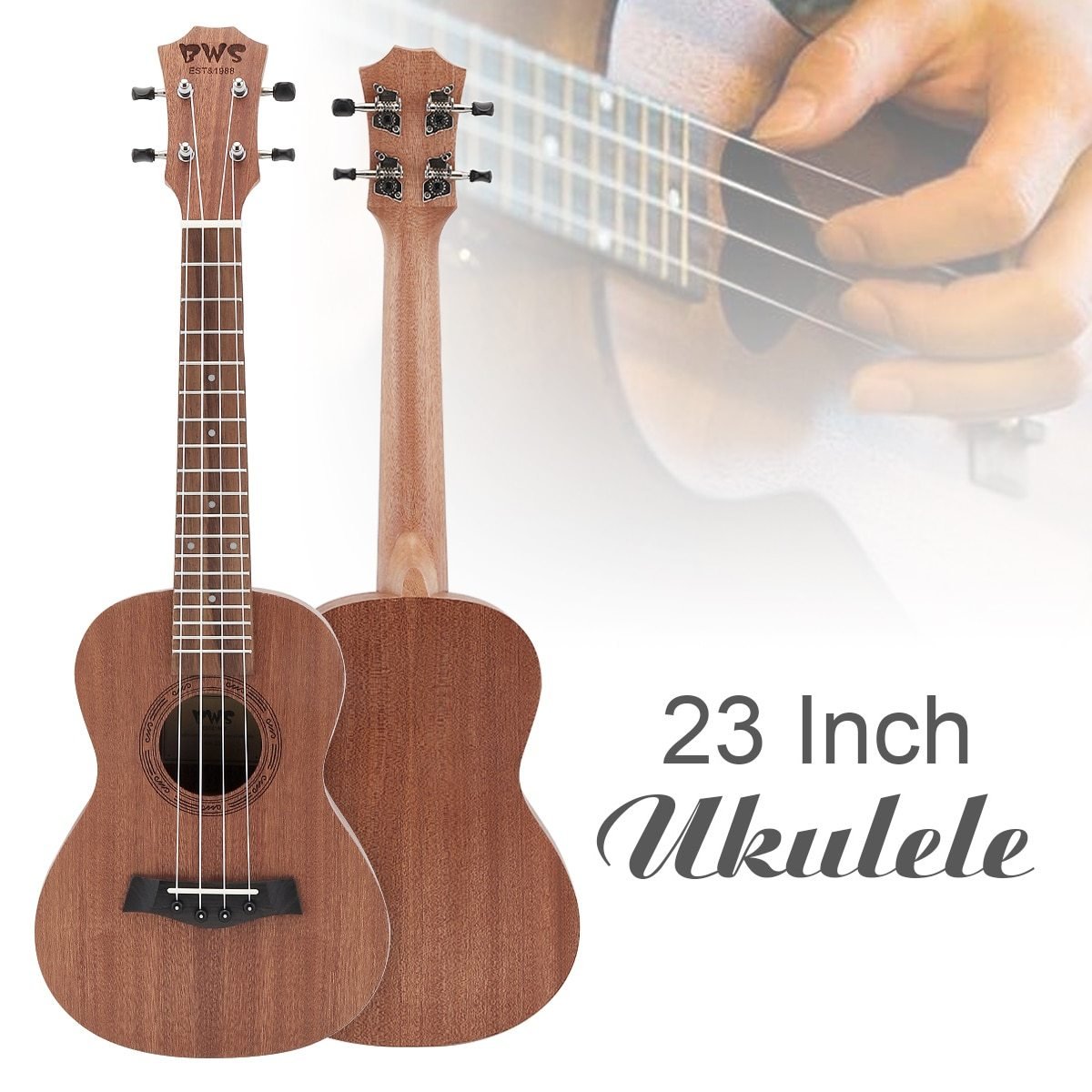 Ukulele 23 Inch Concert Ukulele Wood Hawaiian Four String Guitar Mahogany Wood Ukelele Christmas - AKLOT