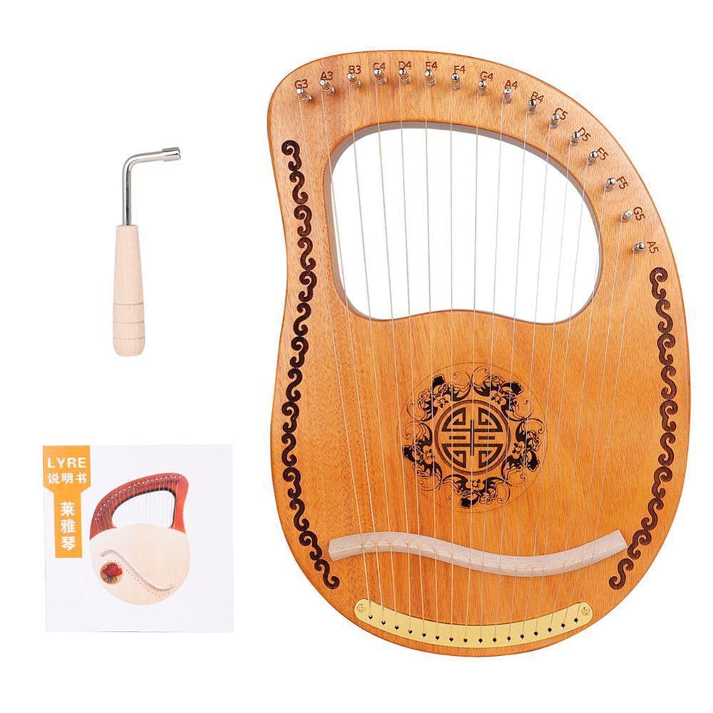 Wooden Harp 16 String Harp 16 Tone Portable Lyre Percussion Musical Instrument Beginner Tools Mahogany Harp Lyre - AKLOT